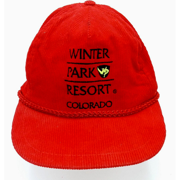 Vintage Winter Park Resort Colorado Corduroy Hat Cap Red Adult Unisex OSFM - Picture 1 of 7